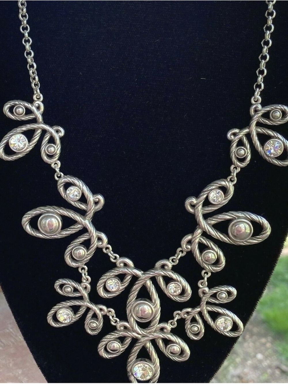 Brighton Silver-Tone Crystal Bib Necklace
